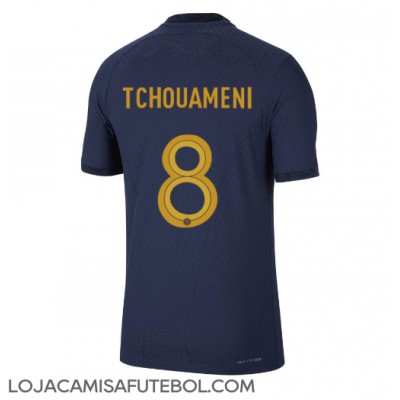 Camisa de Futebol França Aurelien Tchouameni #8 Equipamento Principal Mundo 2022 Manga Curta